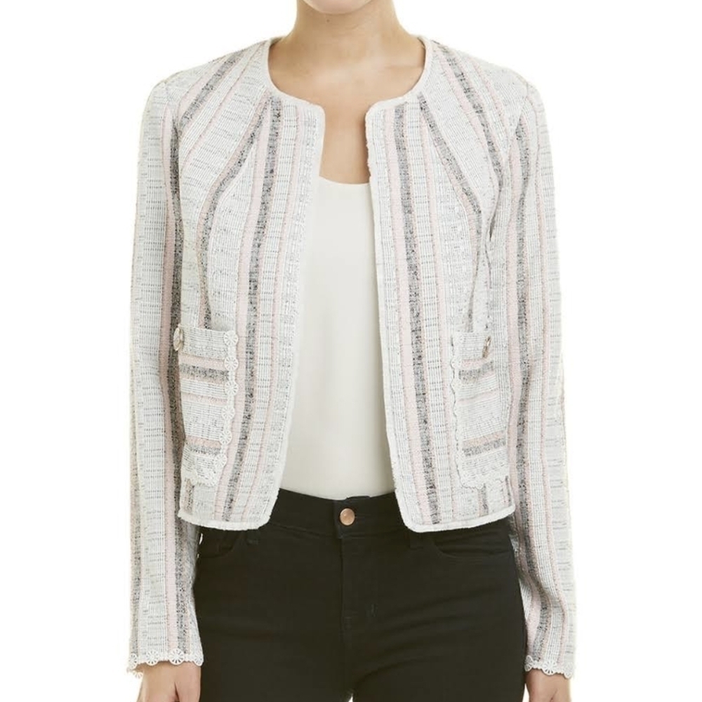 8 • Laundry by Shelli Segal • Soft Blush & White Metallic Thread Tweed Blazer